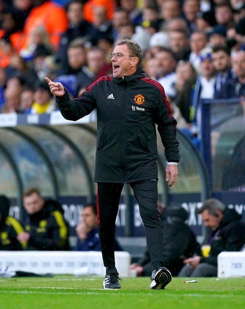 Then Manchester United boss Ralf Rangnick on the touchline