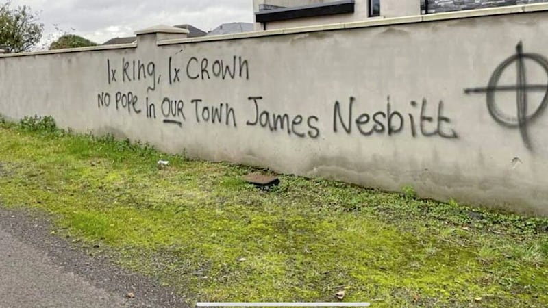 Graffiti targeting actor James Nesbitt has appeared in Portrush. 
