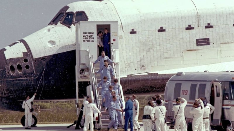 Jon McBride piloted the STS-41G Crew who landed at Kennedy Space Center after an eight-day mission to space in 1984 