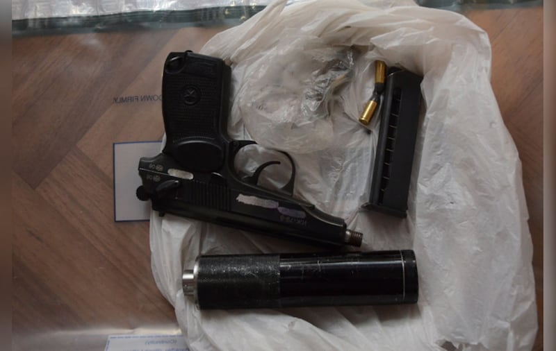 &nbsp;A handgun and silencer were part of the dissident republican haul. Picture supplied by the PSNI