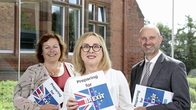Launching the findings of a Brexit workshop hosted by IoD NI are (from left) Dr Joanne Stuart from Catalyst Inc, IoD NI director Linda Brown and Bank of Ireland UK&#39;s Shaun Moore 