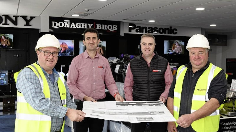 From left - Philip Diamond, proprietor of P Diamond Contracts; James Donaghy, director of Donaghy Bros; Dermot Donaghy, director of Donaghy Bros; and Francis Boyle, foreman with P Diamond Contracts 