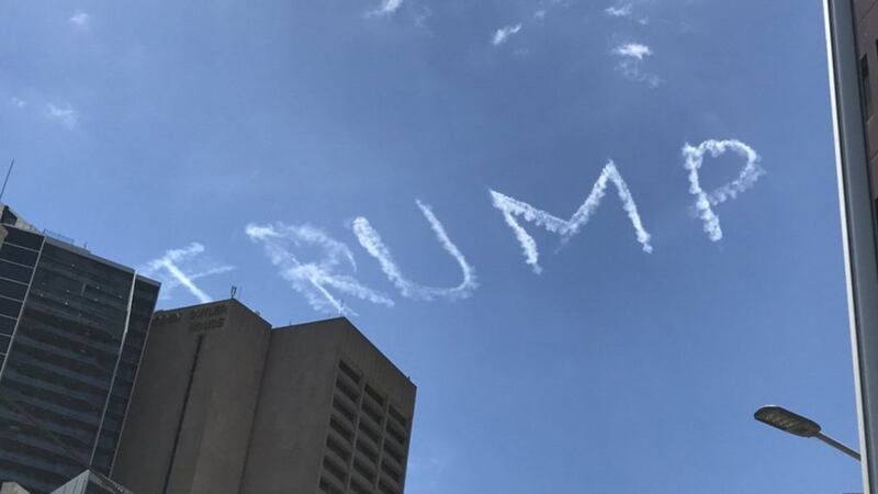 Someone wrote 'Trump' in skywriting above the Sydney women's march