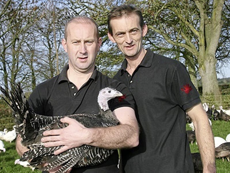 The brothers Galloway, John and Thomas, who provide butchers with home-reared turkeys 