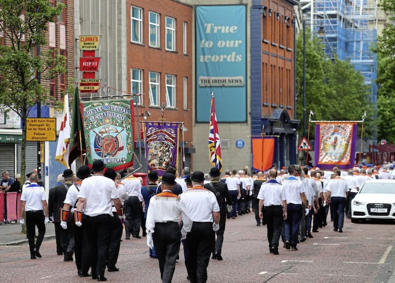 An Orange Order march along Donegall Street in Belfast. Picture by Mal McCann