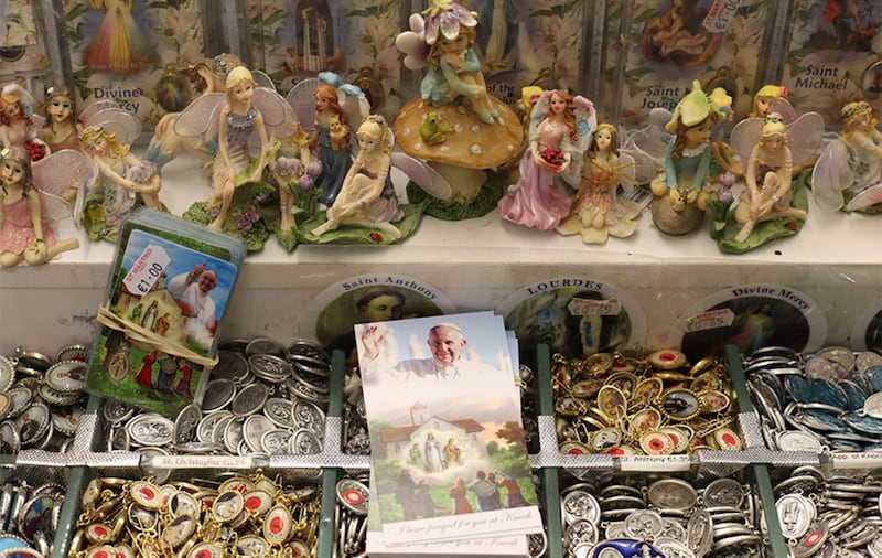 Pope Francis prayer cards on sale in Knock, Co Mayo. Picture by Niall Carson, Press Association&nbsp;