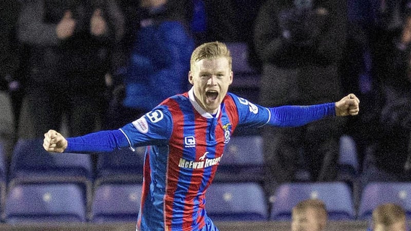 Billy McKay celebrates scoring the winning goal for Inverness 