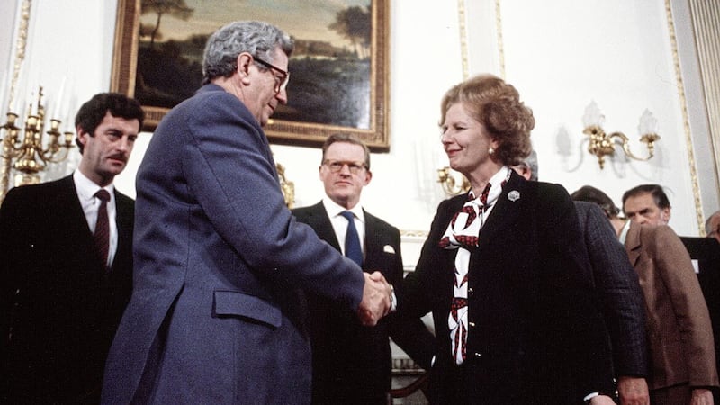The framework for joint authority between London and Dublin has been place since the Anglo-Irish Agreement was signed by Margaret Thatcher and Garrett FitzGerald in 1985 