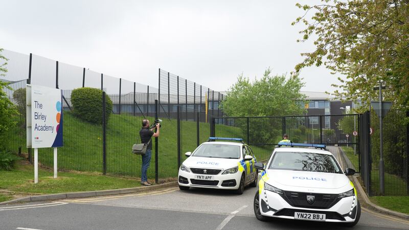 Police outside the Birley Academy in Sheffield, South Yorkshire .