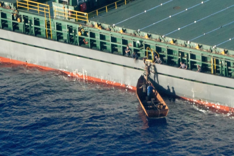 A passing ship rescues the migrant survivors
