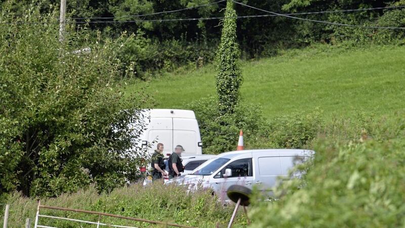 PSNI at the scene of a bomb at Wattle Bridge close to Newtownbutler on Monday morning. 
