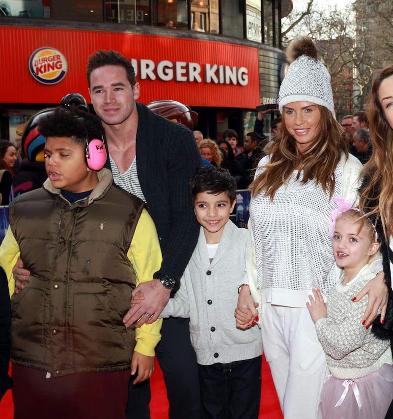 Katie Price and Kieran Hayler with her children Harvey, Junior and Princess