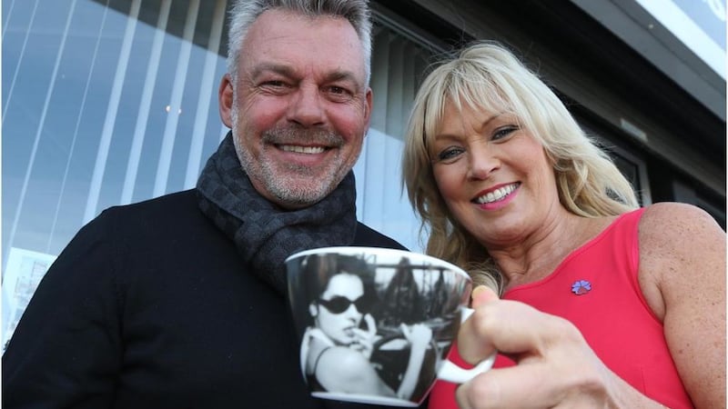 Darren and Alison Clarke, pictured at the NI Hospice 'Big Coffee Break' ahead of the Ryder Cup next week&nbsp;