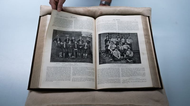 An article from The Sketch on the women’s North v South football match played on March 27 1895 – the first known organised women’s football match to take place in London (Aaron Chown/PA)