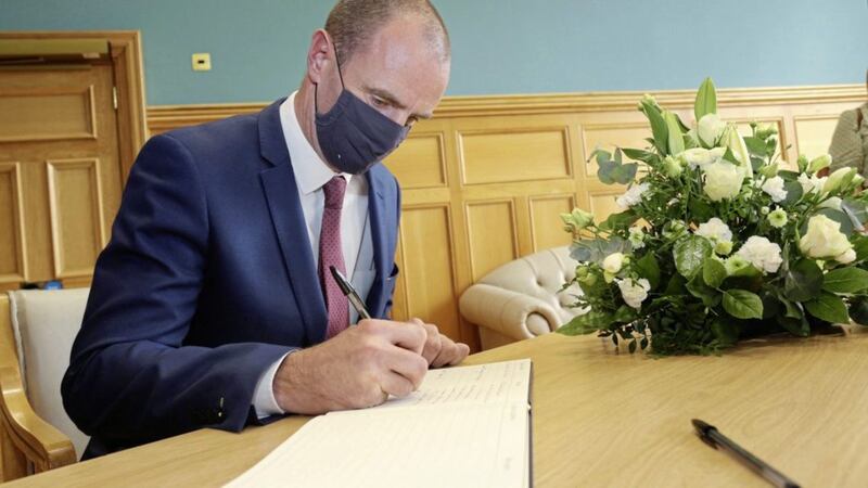 SDLP MLA Mark H Durkan signed the book of condolence for Pat Hume at Derry&#39;s Guildhall. Picture by Margaret McLaughlin 