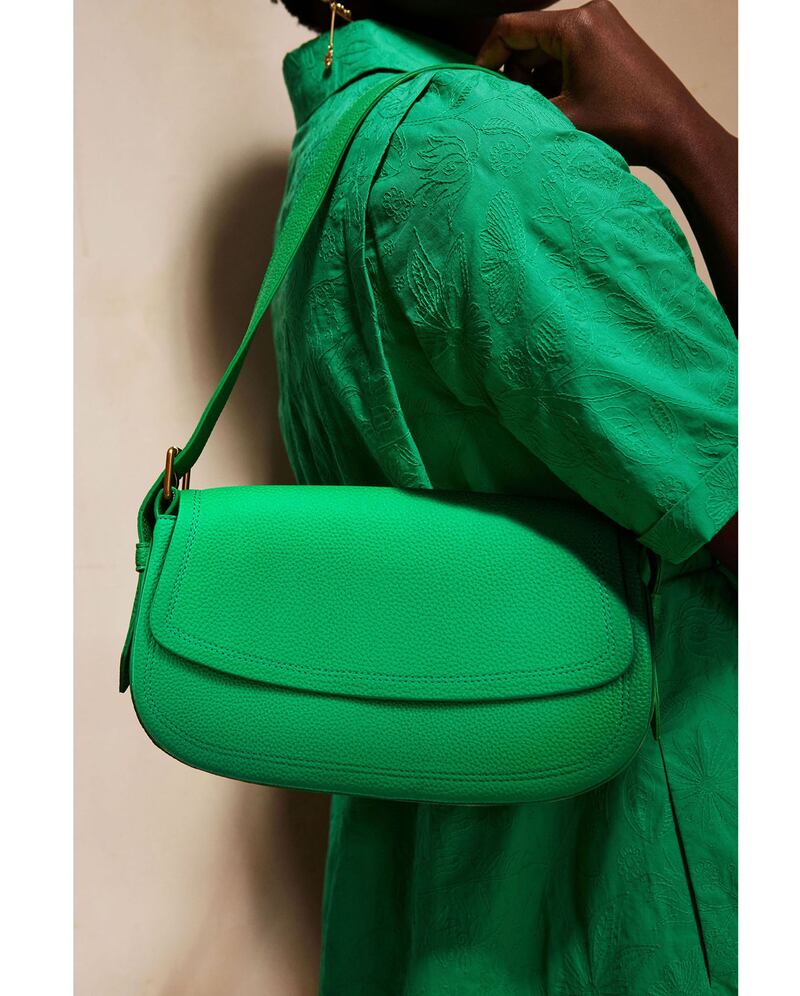 Oliver Bonas Meegan Green Green Double Buckle Shoulder Tote Bag