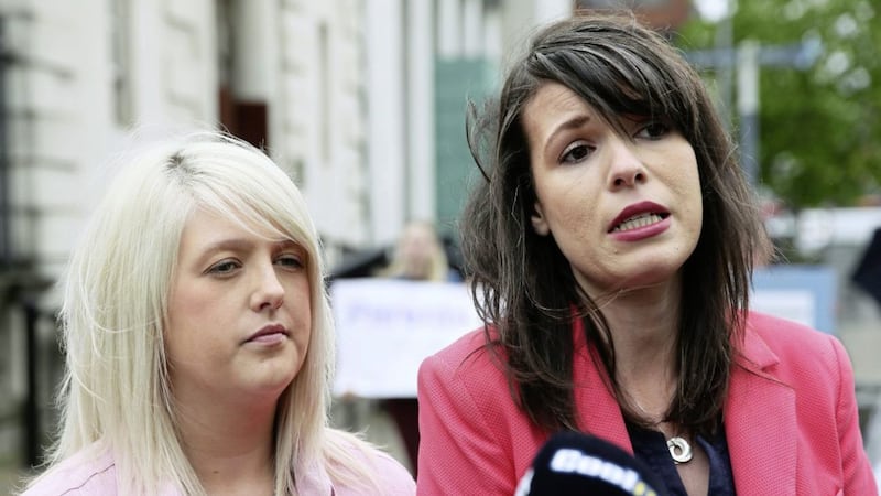 Sarah Ewart (left), who had to travel to England for an abortion due to fatal foetal abnormality, and Grainne Teggart of Amnesty International who has helped facilitate the visit by Tory MPs. 