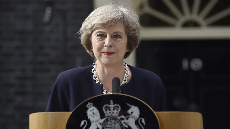 &nbsp;UK Prime Minister Theresa May makes a speech outside 10 Downing Street, London, after meeting Queen Elizabeth II and accepting her invitation to become Prime Minister and form a new government.  Hannah McKay/PA Wire
