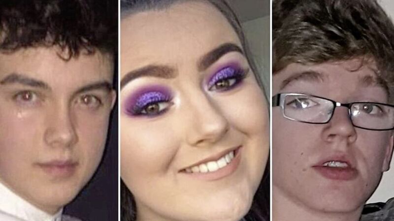 From left, Connor Currie (16), Lauren Bullock (17) and Morgan Barnard (17) died following a crush outside a St Patrick&#39;s Day disco at the Greenvale Hotel in Cookstown 