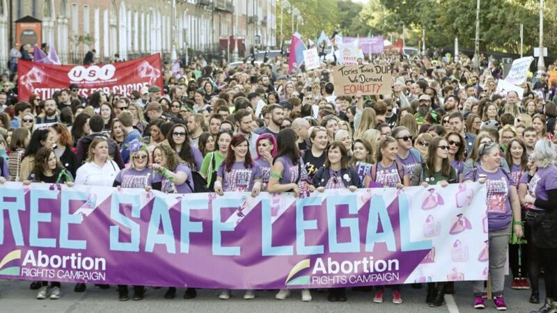 Demonstrators take part in the Abortion Rights Campaign&#39;s annual March for Choice In Dublin. Picture by Niall Carson/PA 