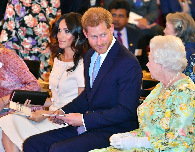 The Queen with the Duke and Duchess of Sussex 