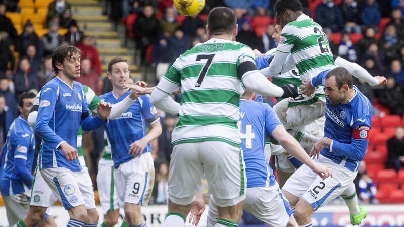 Celtic's Dedryck Boyata scores his side's second goal against St Johnstone