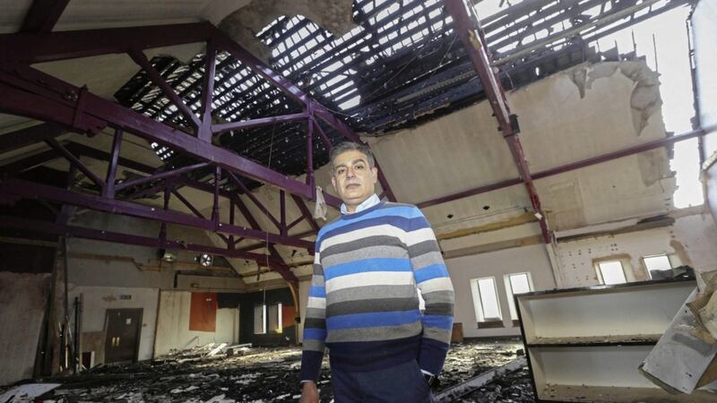 Muhammad Atif inside BMCA after the fire .Picture by Hugh Russell. 