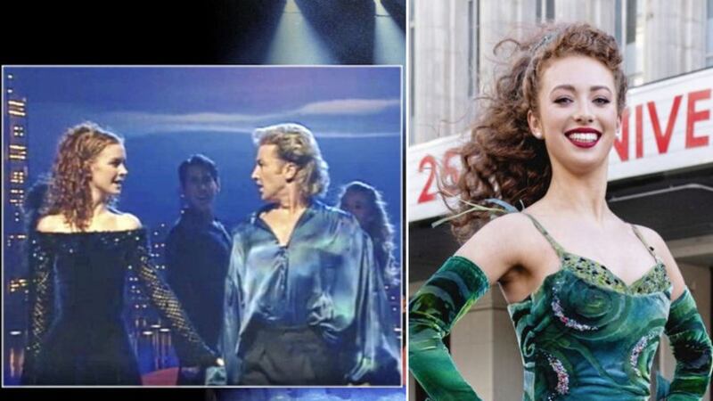 Riverdance, starring&nbsp;<span style="font-family: Arial, sans-serif; ">Jean Butler and Michael Flatley (left),</span>&nbsp;made a huge impact at the 1994 Eurovision Song Contest.&nbsp;<span style="font-family: Arial, sans-serif; ">Lead dancer Amy-Mae Dolan (21), from Aghyaran, during the launch of Riverdance updated show to mark its 25th anniversary at Hammersmith Apollo, London</span>