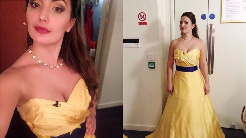 Soprano Anna Patalong wore the dress during her performance at the Royal Albert Hall on Saturday.