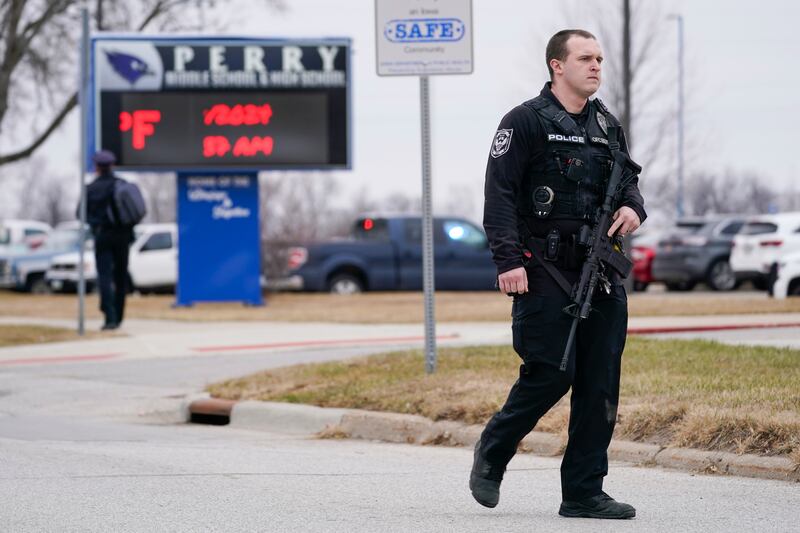 One person was killed in the shooting at Perry High School, while the teenage gunman is said to have taken his own life (AP)