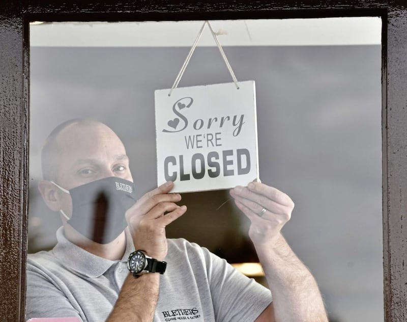 Gary Monteith from Blethers Cafe on Cregagh Road in east Belfast closes his doors last Friday, as stricter Covid-19 restrictions came into force. Picture by Colm Lenaghan/Pacemaker 