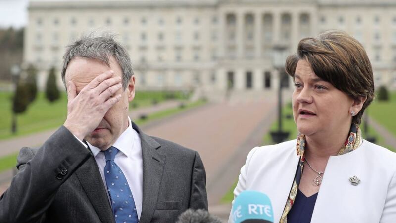 NOTHING TO SEE HERE: DUP leader Arlene Foster and deputy leader Nigel Dodds insisted this week that the party was in good shape, despite its poor showing in the assembly election and unionism losing its majority at Stormont. PICTURE: Niall Carson/PA 