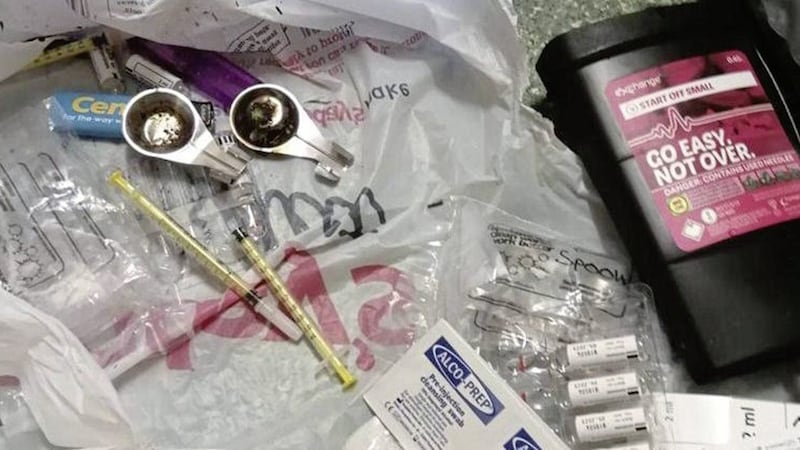 Drugs paraphernalia found in the Finn Square and Fingals Court area of west Belfast