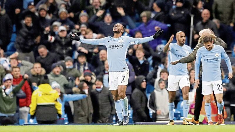 Manchester City's Raheem Sterling was allegedly kicked and verbally abused in a racial assault outside their stadium on Saturday.