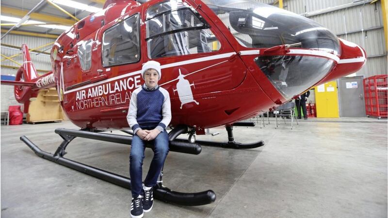 The air ambulance was scrambled last month from training to take 11-year-old Conor McMullan to hospital after a tractor accident. Picture by Hugh Russell 