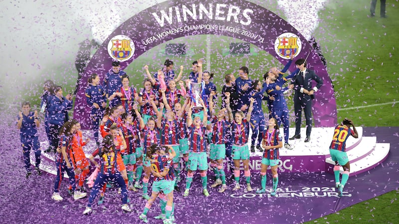 Lluis Cortes’ side beat Chelsea 4-0 to claim their first Women’s Champions League crown.