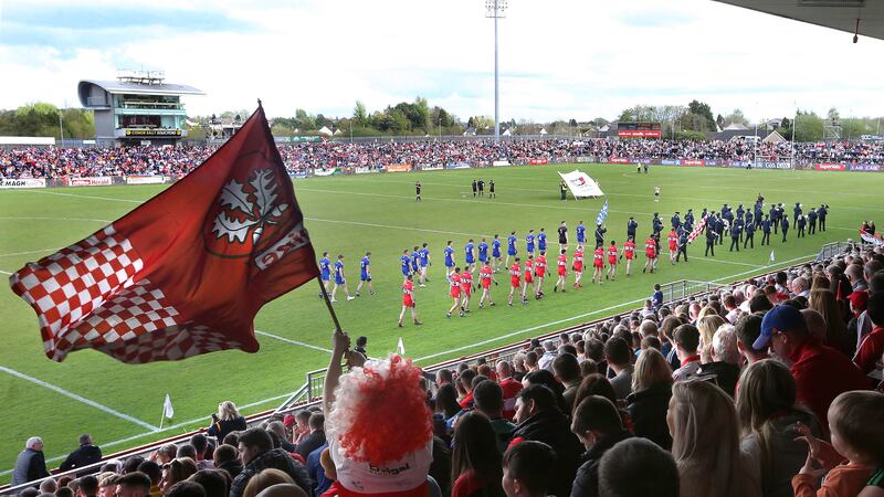 Flying the flag. Derry continued their impressive run of form against Monaghan on Saturday. Picture: Margaret McLaughlin