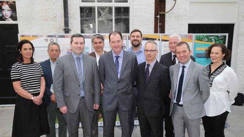 The Casement Park project team yesterday at the first community consultation at Conway Mill in west Belfast. Picture by Hugh Russell 