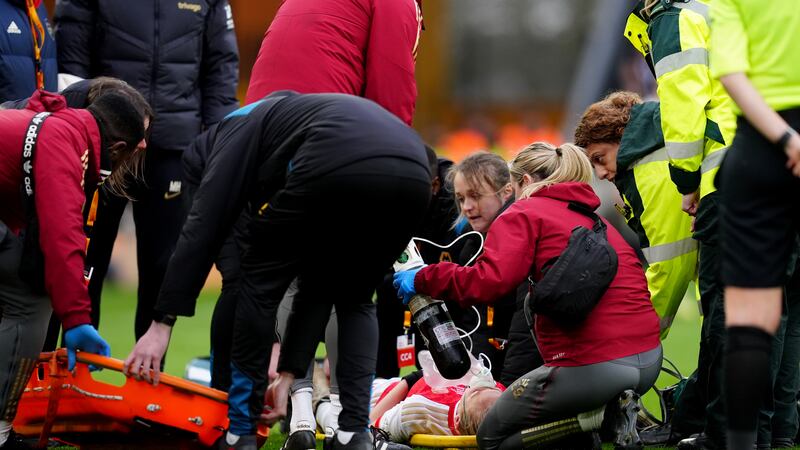 Arsenal’s Frida Maanum collapsed during Sunday’s League Cup final win against Chelsea