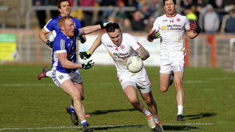 Cian Mackey (left) in action against Tyrone last Sunday Picture: Seamus Loughran 