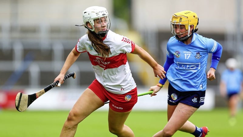 Aoife Shaw (left) scored 2-5 in Derry's big win over Carlow 