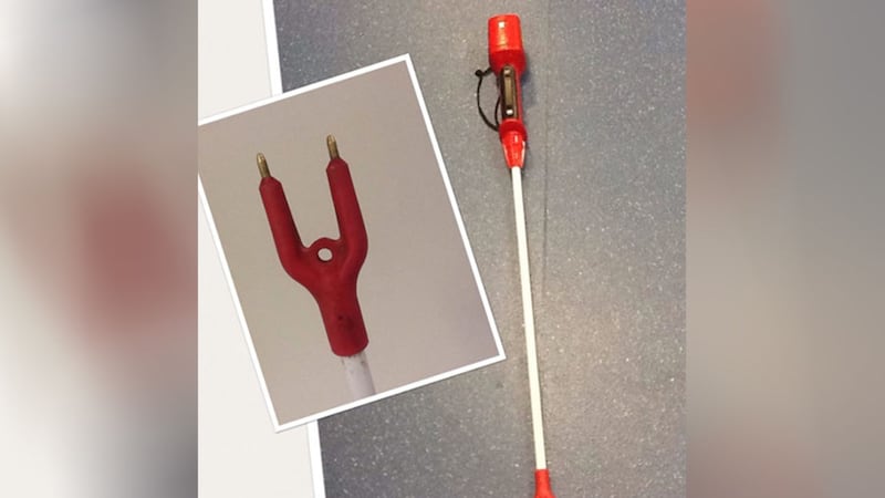 PSNI in Omagh released images of the cattle prod seized after reports of pedestrians being 'prodded' from a passing vehicle. Picture by PSNI