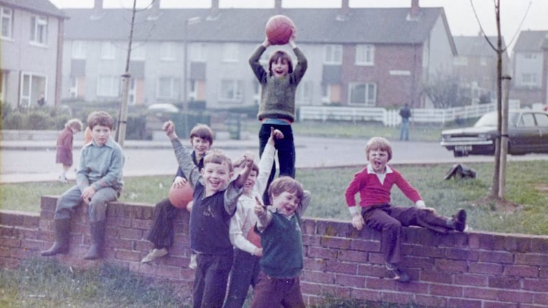 A group of young boys playing in Lenadoon Avenue in the 1970s. Picture courtesy of Charlie Rodgers 