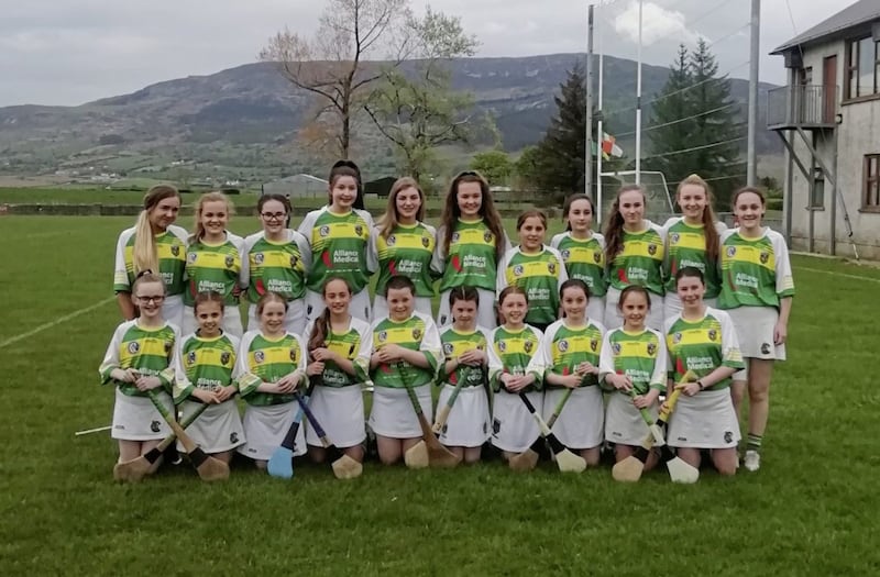 The Mullaghbawn U14 camogs won the Feile Shield in Armagh and now go on to represent their county in Cork in June. It is the first time the club has ever won competition and is a superb achievement for our girls, management and club 