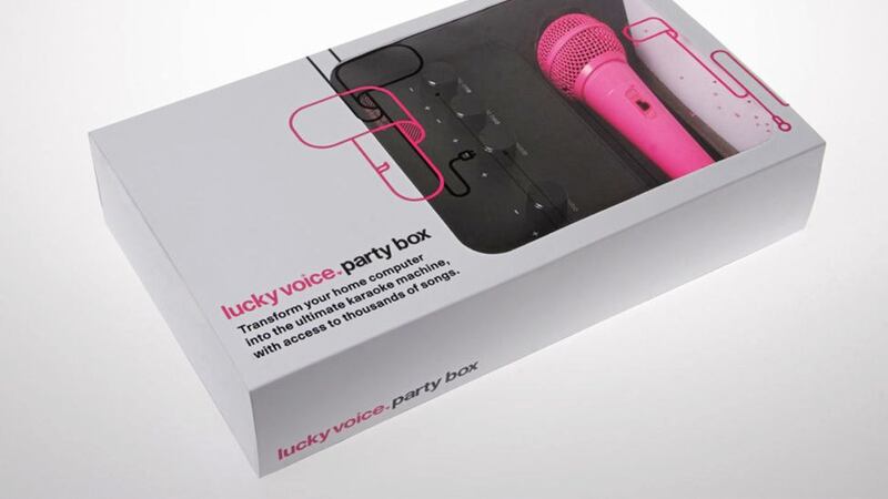 Lucky Voice At Home Karaoke Kit, &pound;50, available in pink, blue and white, from QVC 