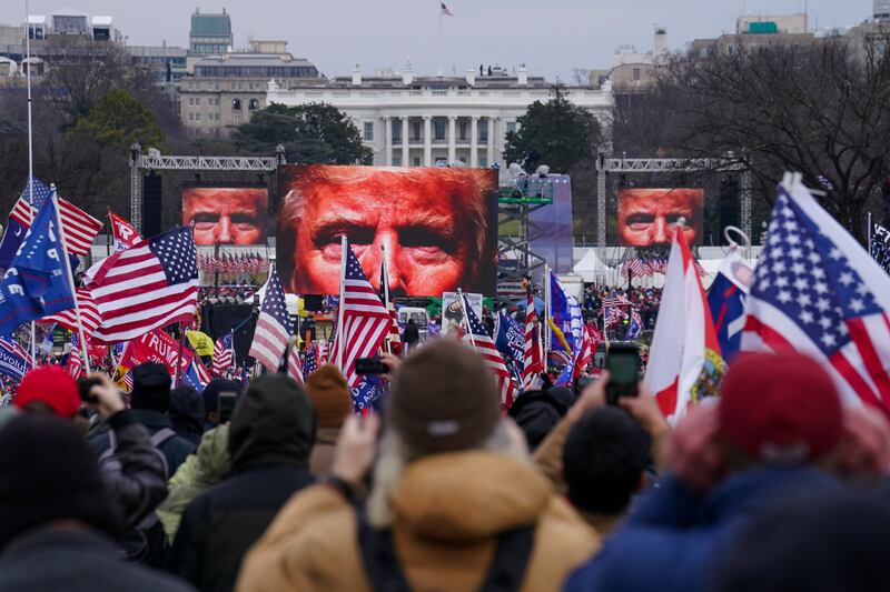 Donald Trump supporters at a rally in Washington on January 6, 2021 (John Minchillo/AP)