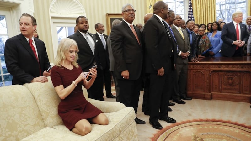 Everyone wants Kellyanne Conway to take her feet off the Oval Office couch