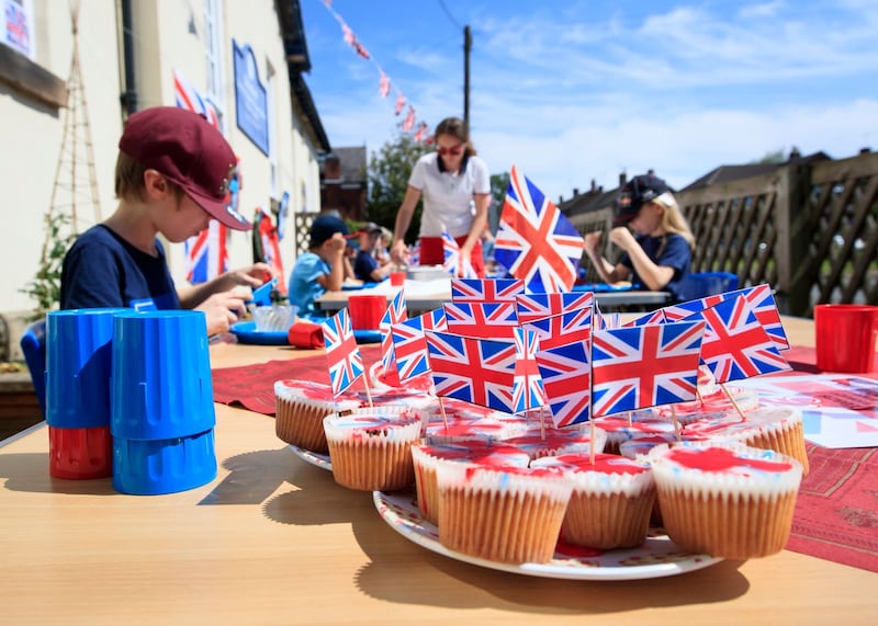 Children from Breadsall Primary School in Derby held a VE Day lunch party on Thursday