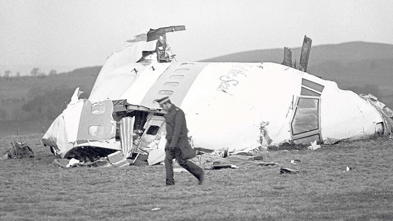 ATROCITY: The wrecked nose section of the <br />Pan-Am Boeing 747 in a field at Lockerbie&nbsp;