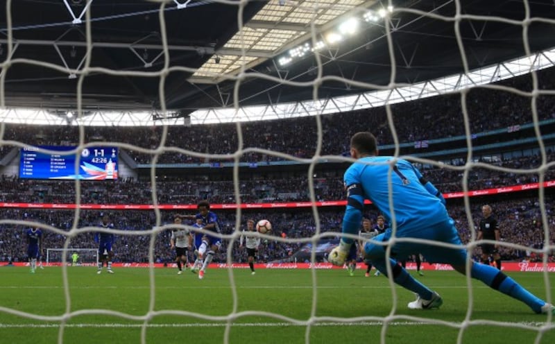 Chelsea's Willian scores a penalty in the FA Cup semi-final